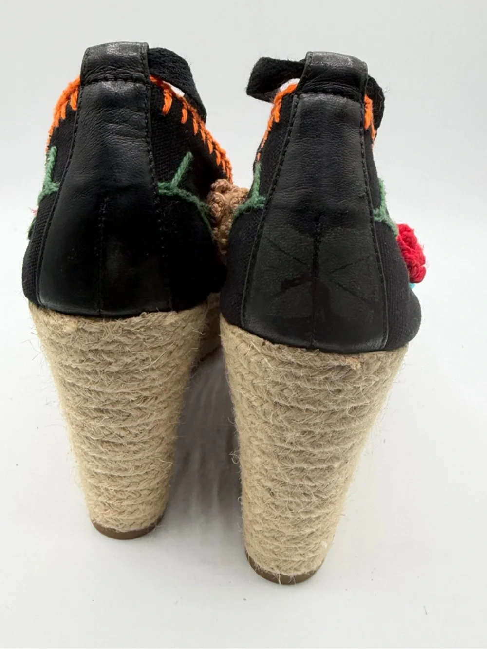 Vintage Y2K Juicy Couture Floral Embroidered Espadrille Wedges Womens 9